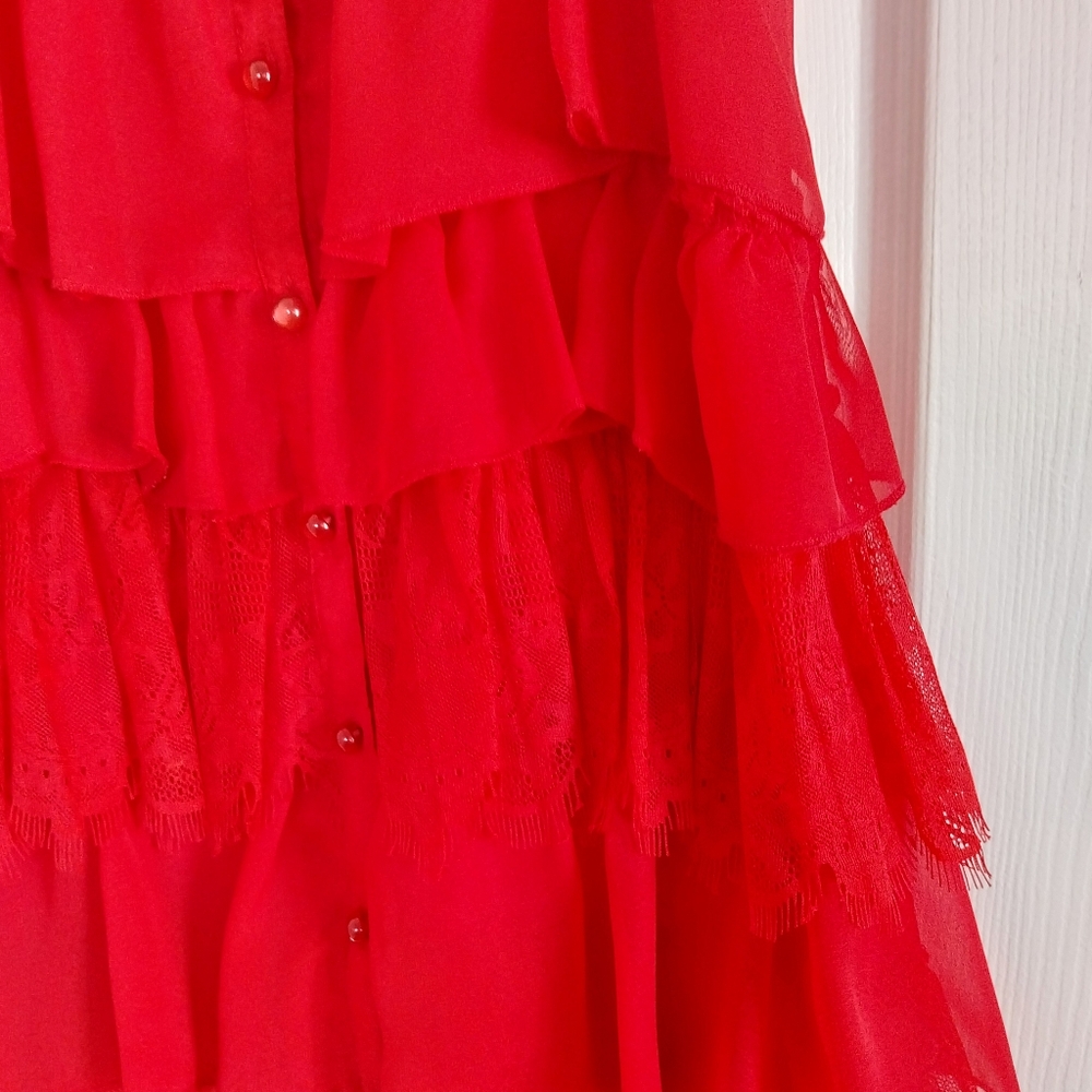 🎈♨️Vibrant Red Ruffled Camisole - Picture 4 of 4